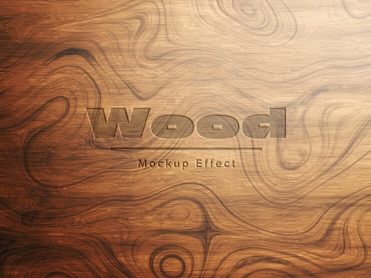 PSD modello del logo su sfondo di legno