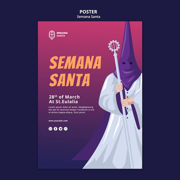 PSD modello del manifesto di semana santa illustrato