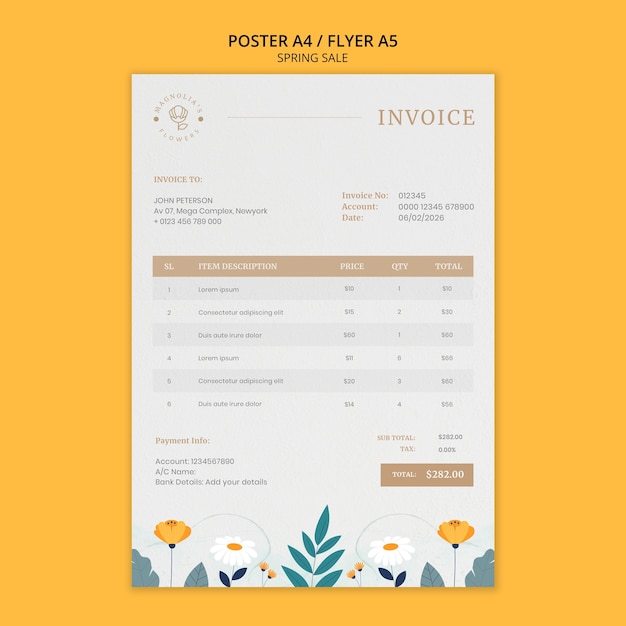 Modello del manifesto di vendita primavera design piatto