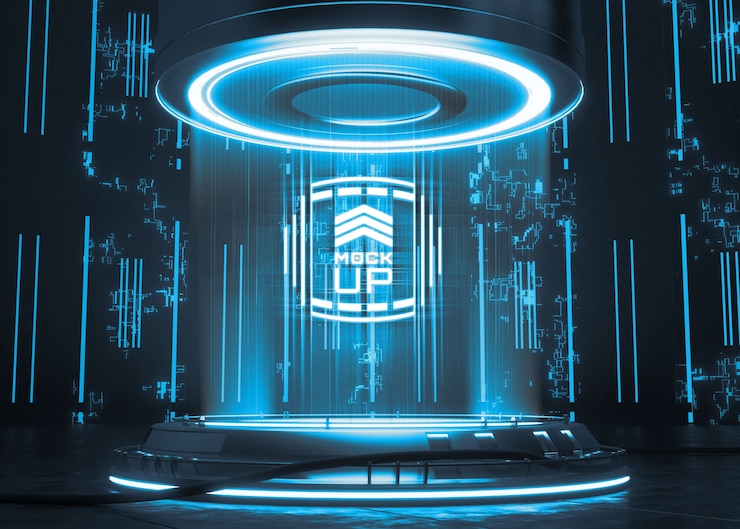 PSD modello del piedistallo del logo al neon
