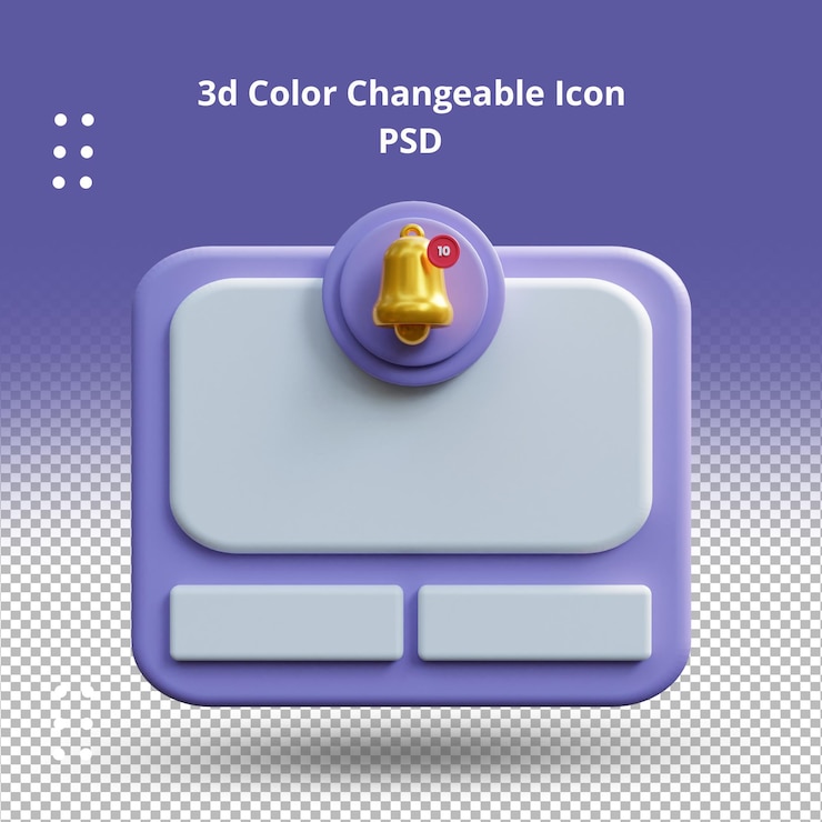 PSD modello di avviso promemoria campana di notifica rendering 3d