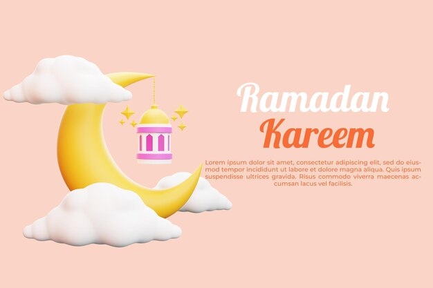 modello di bandiera islamica 3d saluto ramadan kareem
