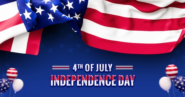 Modello di bandiera per la Giornata dell'Indipendenza americana con la bandiera realistica degli Stati Uniti