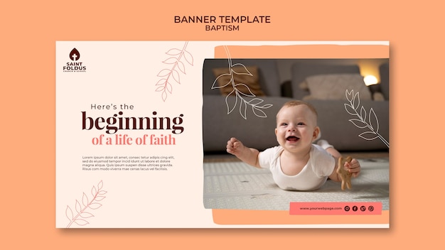 Modello di banner battesimo design piatto