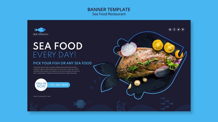PSD modello di banner concetto di frutti di mare