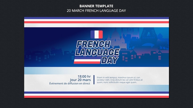 Modello di banner del giorno della lingua francese