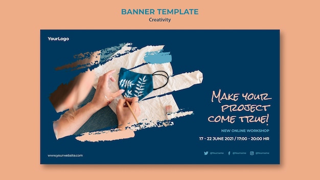 Modello di banner del laboratorio di creatività