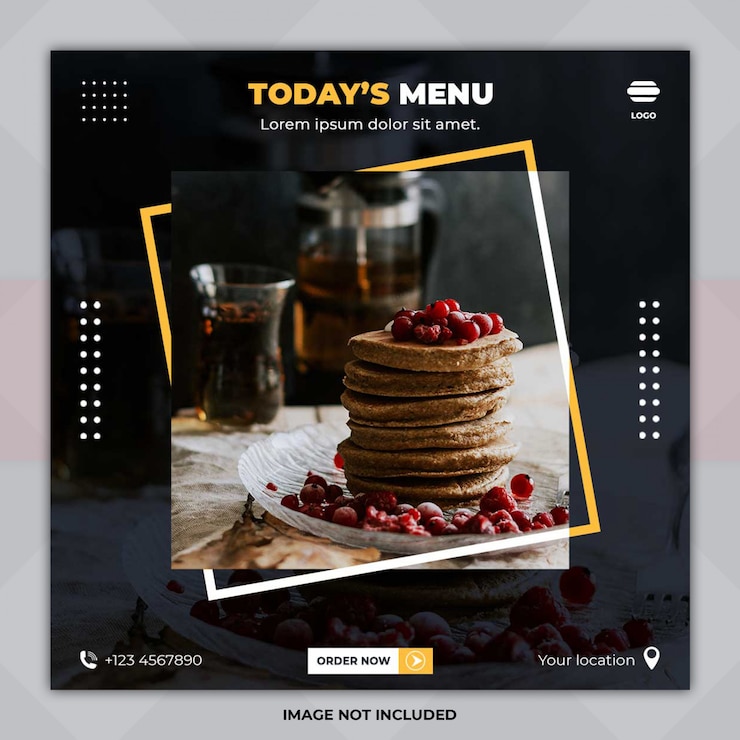 PSD modello di banner del menu di oggi
