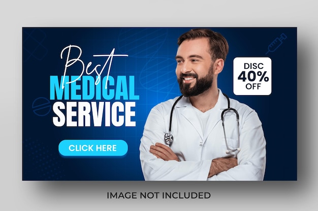 Modello di banner di assistenza sanitaria medica per la miniatura di YouTube