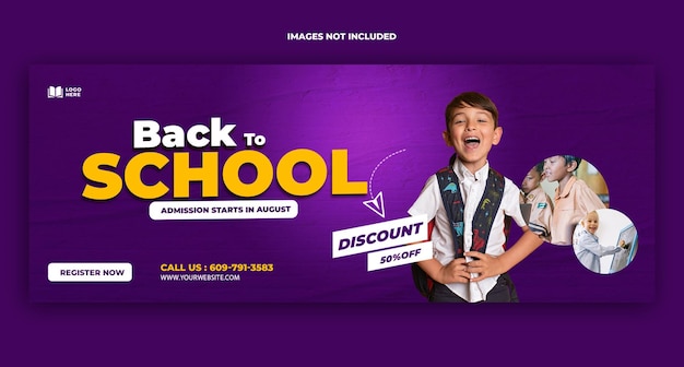 modello di banner di copertina di Facebook di ritorno a scuola