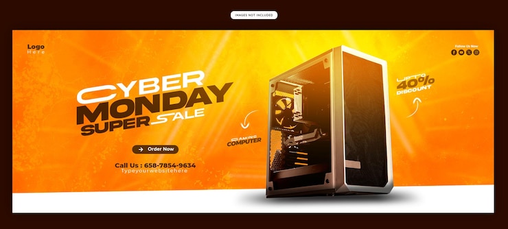 PSD modello di banner di copertina di facebook per il cyber monday super sale