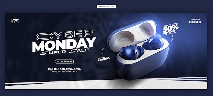 PSD modello di banner di copertina di facebook per il cyber monday super sale