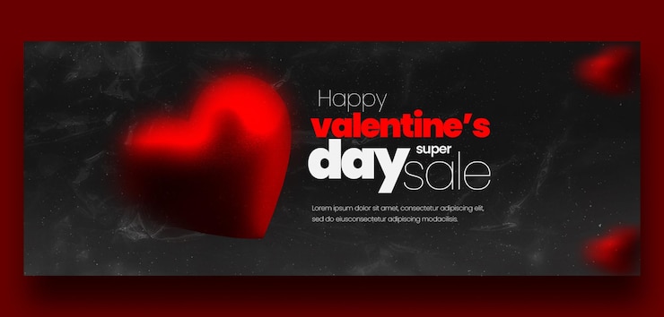 PSD modello di banner di copertina di facebook per il giorno di san valentino e la super vendita