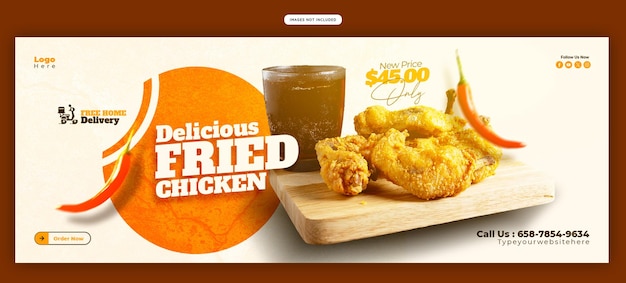 Modello di banner di copertina di Facebook per menu di cibo e ristoranti