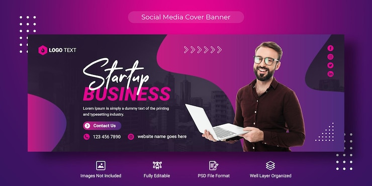 PSD modello di banner di copertina di facebook per social media aziendali creativi