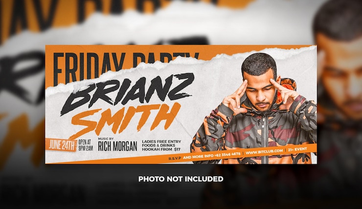 PSD modello di banner di evento di dj night club o sito web in psd