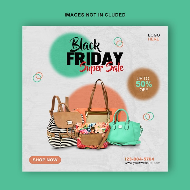 Modello di banner di social media di vendita super black friday