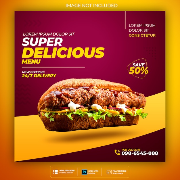 Modello di banner di social media fast food