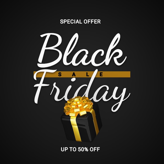 Modello di banner di vendita del Black Friday con confezione regalo 3d