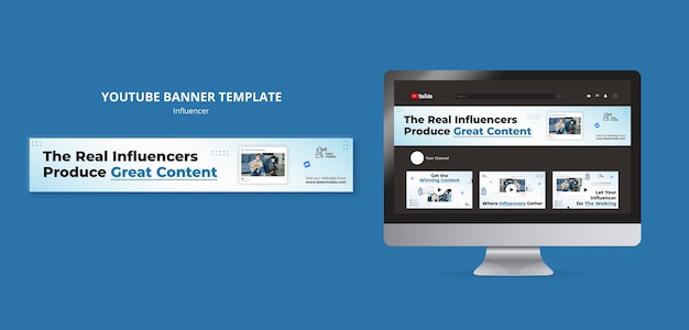 Modello di banner di YouTube per il lavoro di influencer