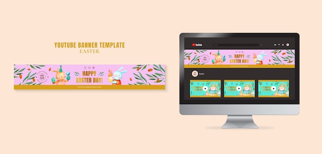 Modello di banner di Youtube per la celebrazione della Pasqua