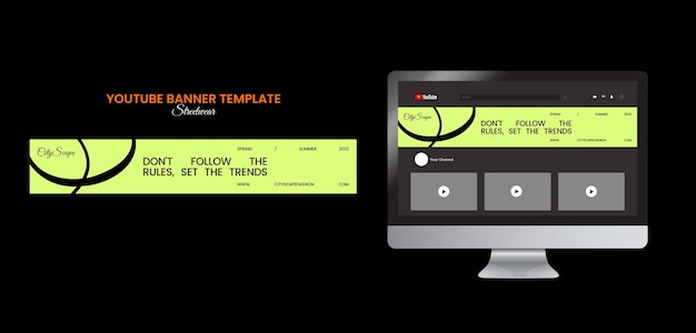 Modello di banner di Youtube per lo shopping di moda streetwear