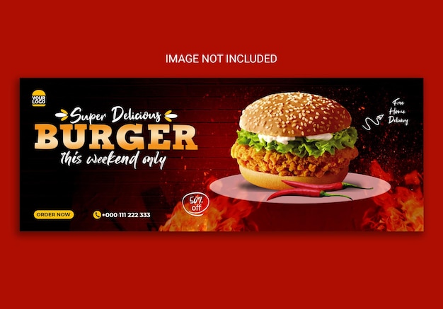 Modello di banner facebook per social media hamburger super delizioso