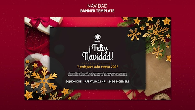 Modello di banner feliz navidad