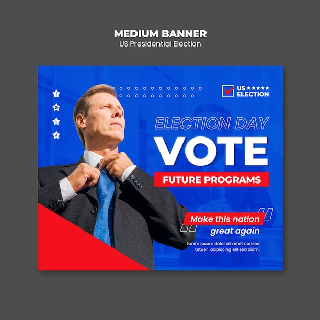 Modello di banner medio per le elezioni presidenziali degli Stati Uniti
