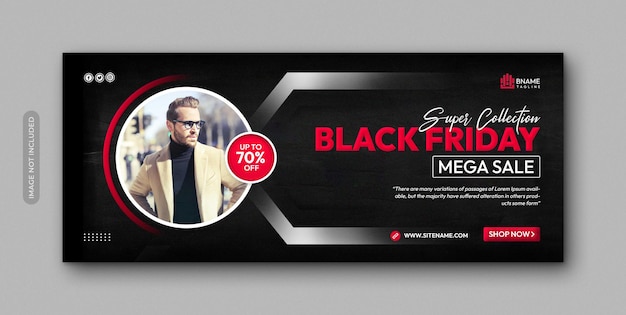 Modello di banner mega vendita venerdì nero