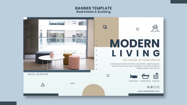 Modello di banner minimalista immobiliare