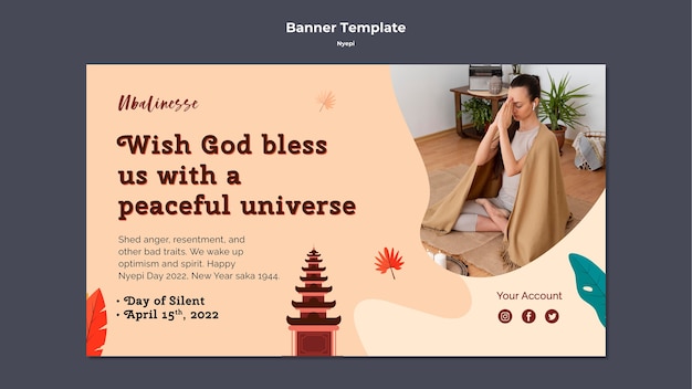 Modello di banner nyepi design piatto