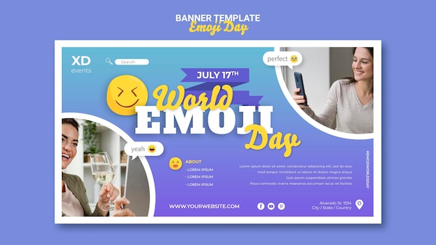 Modello di banner orizzontale Emoji day