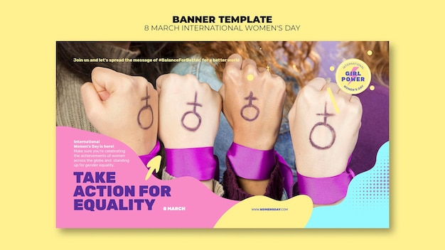 Modello di banner orizzontale giorno delle belle donne con foto