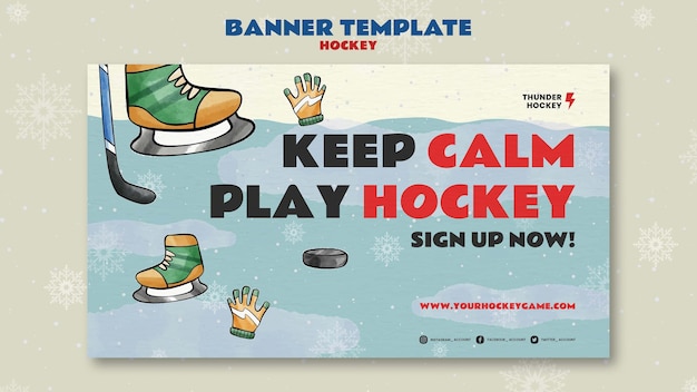 Modello di banner orizzontale per giocare a hockey