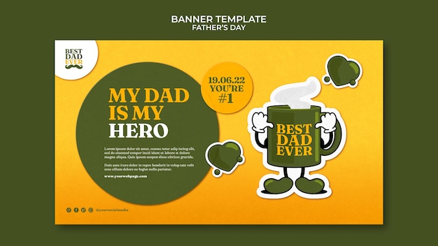 Modello di banner orizzontale per la celebrazione della festa del padre