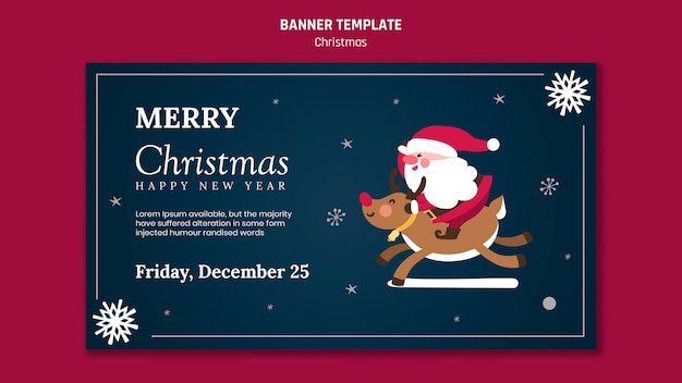 Modello di banner orizzontale per natale con babbo natale