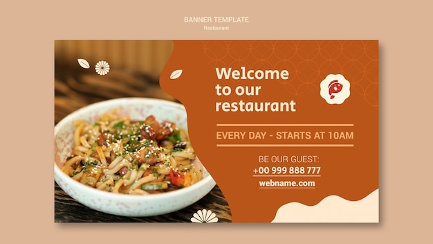Modello di banner orizzontale ristorante cibo giapponese
