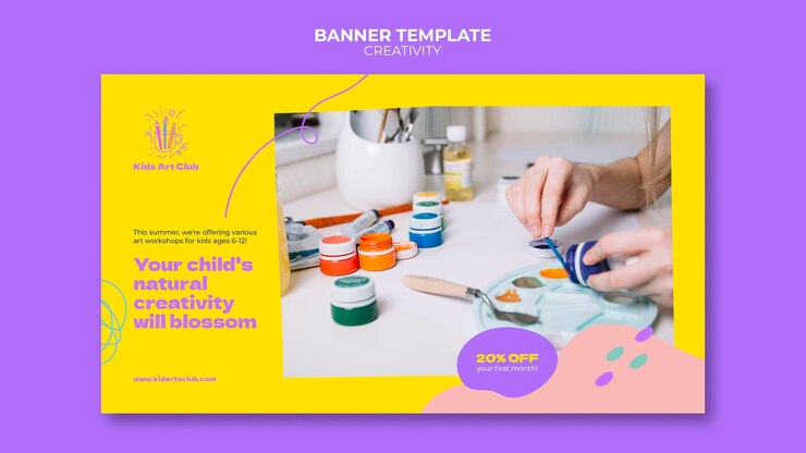 PSD modello di banner per bambini creativi