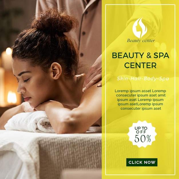 Modello di banner per i social media per un salone di bellezza e spa