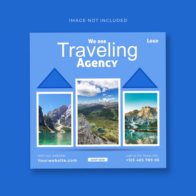 Modello di banner per i social media per viaggi e tour