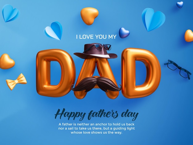 Modello di banner per il design della cartolina d'auguri per la festa del papà felice con i simboli del papà