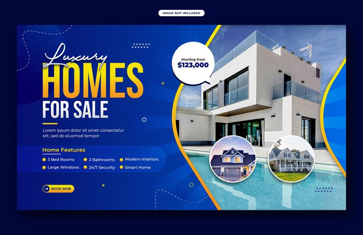 Modello di banner per la promozione delle agenzie immobiliari sui social media o modello di banner web di Square