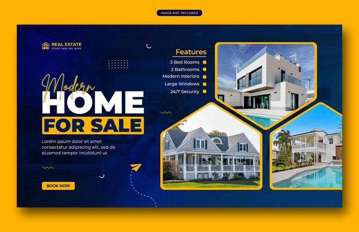 Modello di banner per la promozione delle agenzie immobiliari sui social media o modello di banner web di Square