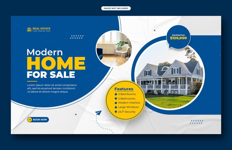 Modello di banner per la promozione delle agenzie immobiliari sui social media o modello di banner web di Square