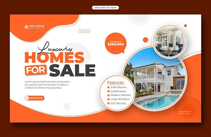Modello di banner per la promozione delle agenzie immobiliari sui social media o modello di banner web di Square