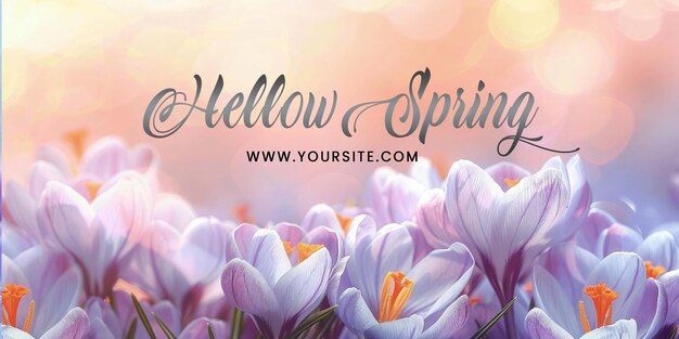 modello di banner per la stagione primaverile con banner web che mostra bellissimi fiori