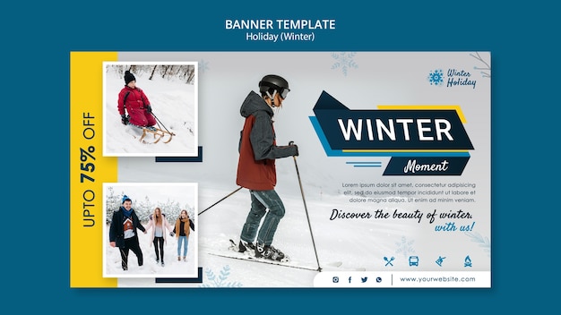 Modello di banner per le vacanze invernali