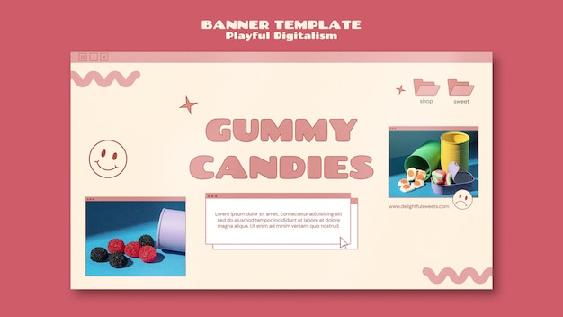 Modello di banner per negozio di caramelle