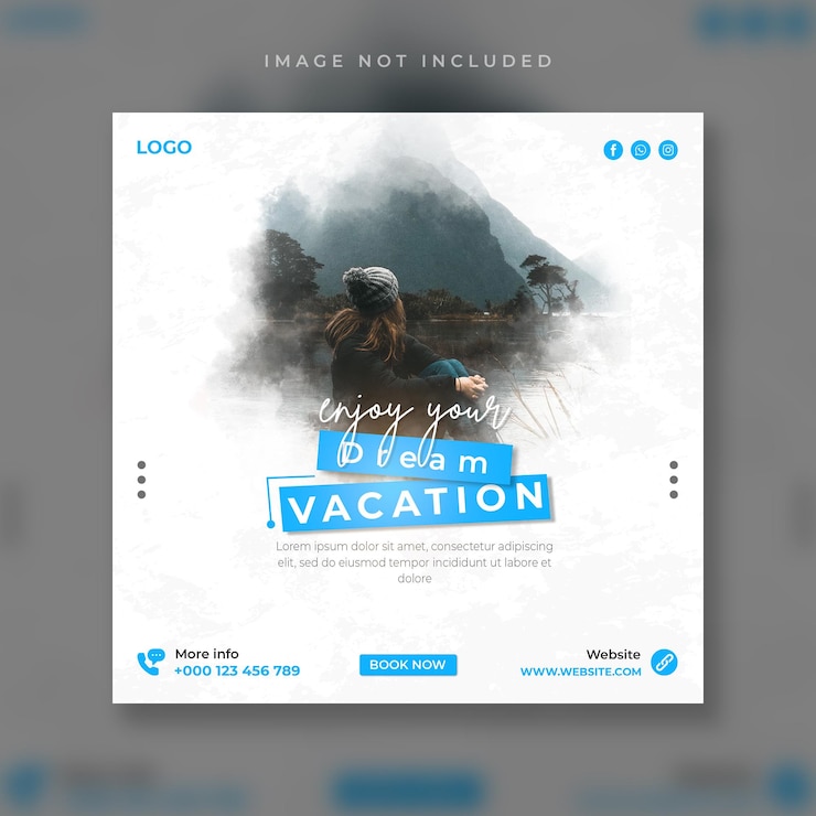 PSD modello di banner per post sui social media del tour di viaggio